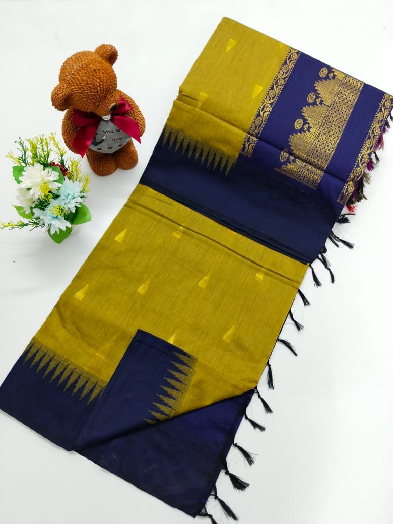 Kalyani Cotton With Temple Border