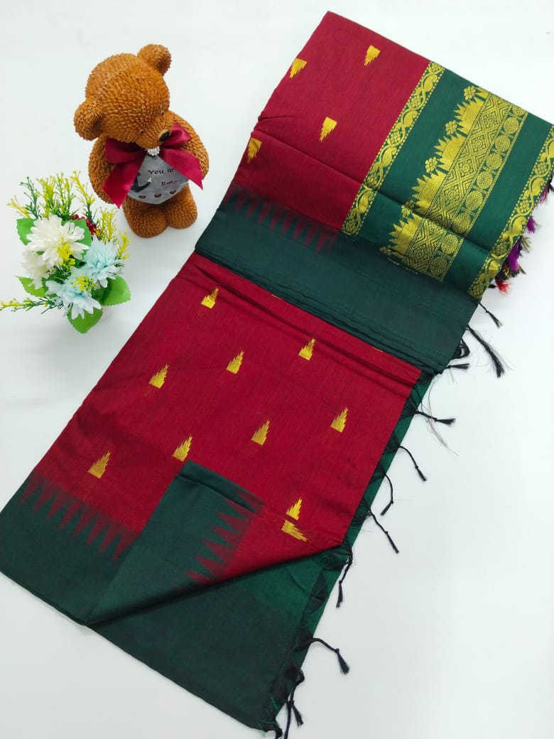 Kalyani Cotton With Temple Border
